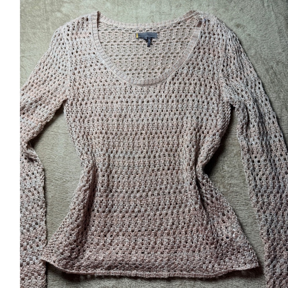 Buffalo David Bitton Metallic Rose Gold Openβ Knit Sweater Womens Small